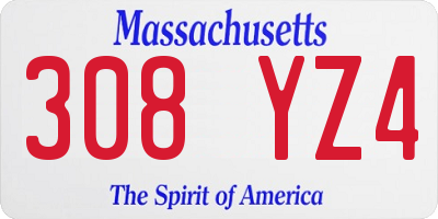 MA license plate 308YZ4