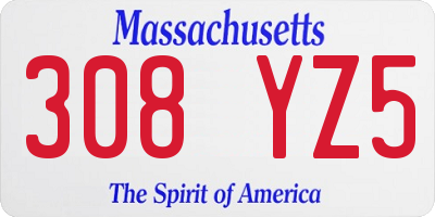 MA license plate 308YZ5