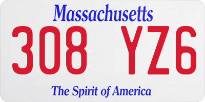 MA license plate 308YZ6