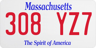 MA license plate 308YZ7