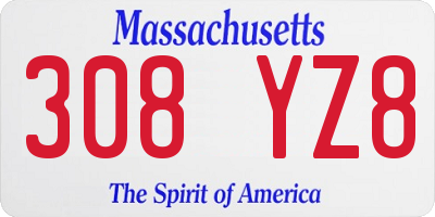 MA license plate 308YZ8