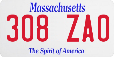 MA license plate 308ZA0