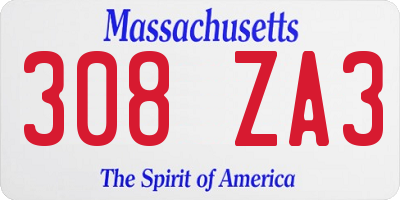 MA license plate 308ZA3