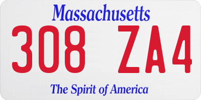 MA license plate 308ZA4