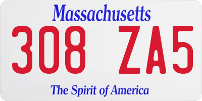 MA license plate 308ZA5