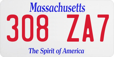MA license plate 308ZA7