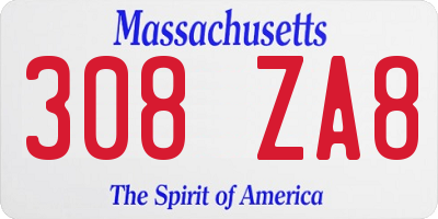 MA license plate 308ZA8