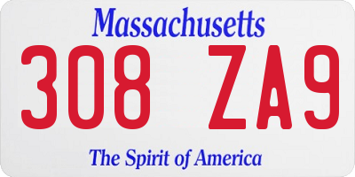 MA license plate 308ZA9