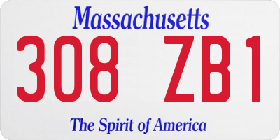 MA license plate 308ZB1