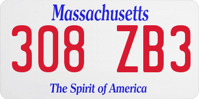 MA license plate 308ZB3