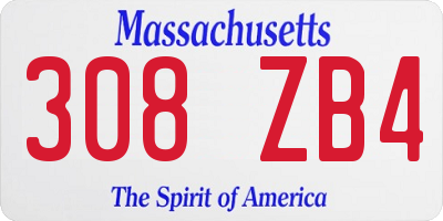 MA license plate 308ZB4
