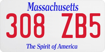 MA license plate 308ZB5