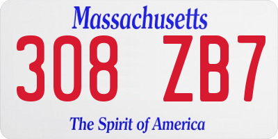 MA license plate 308ZB7