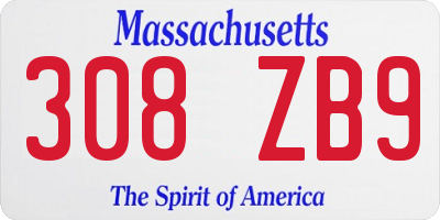 MA license plate 308ZB9