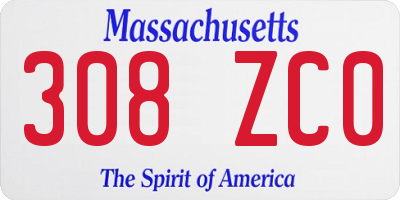 MA license plate 308ZC0