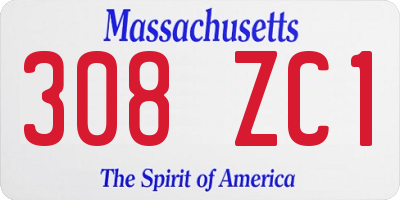 MA license plate 308ZC1
