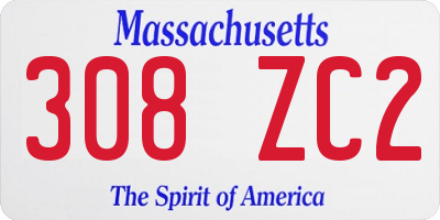 MA license plate 308ZC2