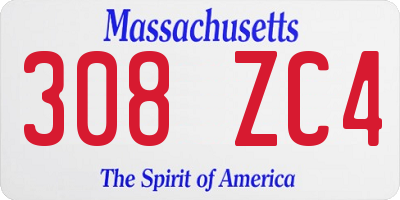MA license plate 308ZC4