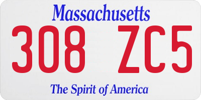 MA license plate 308ZC5