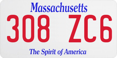 MA license plate 308ZC6