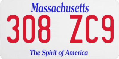 MA license plate 308ZC9
