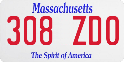MA license plate 308ZD0