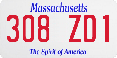 MA license plate 308ZD1