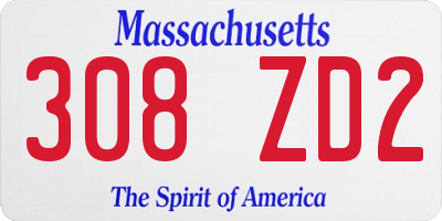 MA license plate 308ZD2