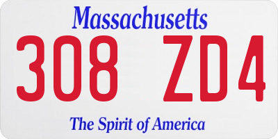 MA license plate 308ZD4