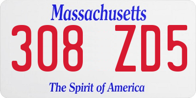 MA license plate 308ZD5