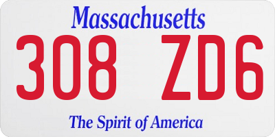 MA license plate 308ZD6