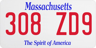 MA license plate 308ZD9