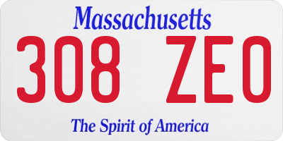 MA license plate 308ZE0