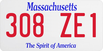 MA license plate 308ZE1