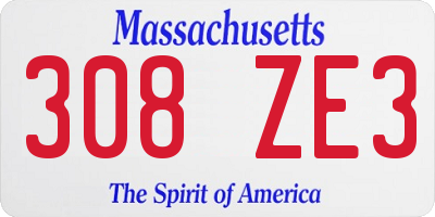 MA license plate 308ZE3