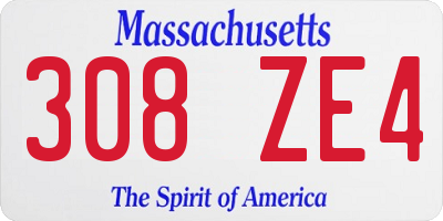 MA license plate 308ZE4
