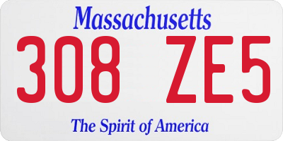 MA license plate 308ZE5