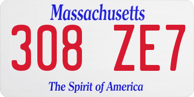 MA license plate 308ZE7