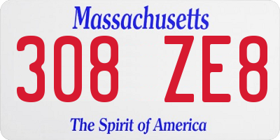 MA license plate 308ZE8