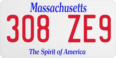 MA license plate 308ZE9