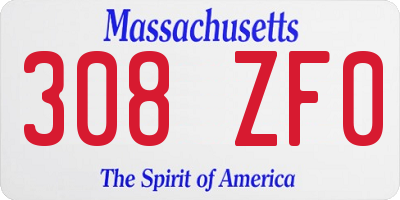 MA license plate 308ZF0