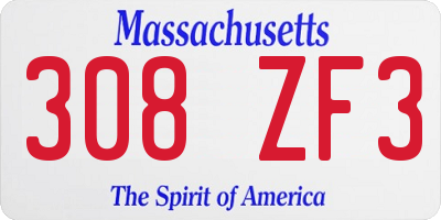 MA license plate 308ZF3