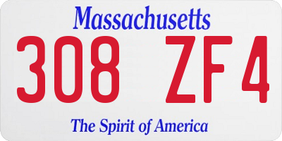 MA license plate 308ZF4