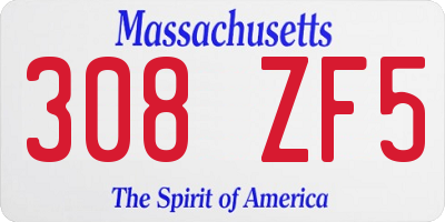 MA license plate 308ZF5