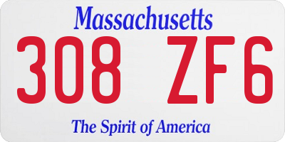 MA license plate 308ZF6