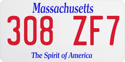 MA license plate 308ZF7