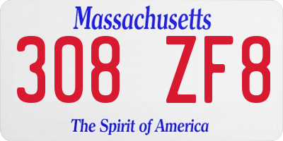 MA license plate 308ZF8