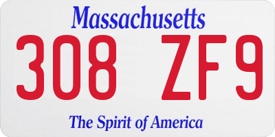 MA license plate 308ZF9