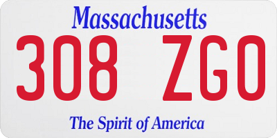 MA license plate 308ZG0