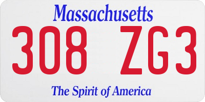 MA license plate 308ZG3